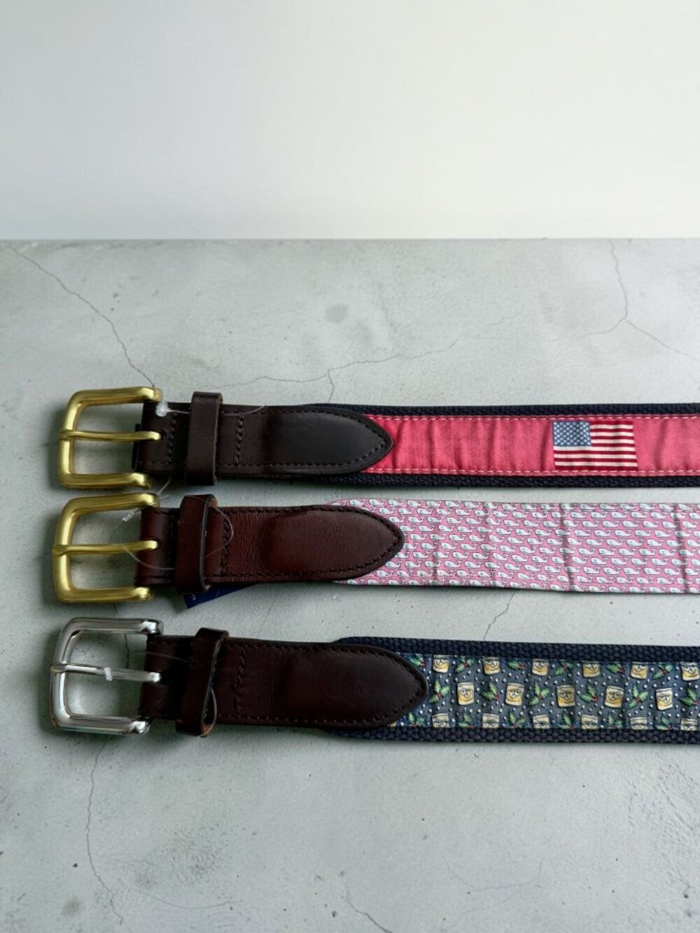 VINEYARD VINES Men’s Lot of 3 Patterned Belts Size US 30